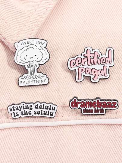 4 piezas de pines de esmalte con frases en español creativas, divertidos citas de dibujos animados, broches lindos para mochila, ropa, solapa, joyería, regalo para amigos