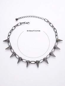 1pc Punk Spiked Decor Chain Choker For Women For Gift - Gun Black - View 4