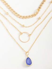 1pc European & American Retro Bohemian Style Simple Pendant Necklace With Metal Hoop & Water Drop Charm NightOut Unleash Your Style-Girls' Night Out, Bold And Dazzling SeasideVibes Get Into Beach Mode And Unwind