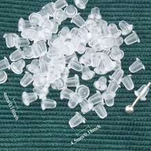 100 Pieces/Set Of Silicone Earplugs DIY Earrings Hooded Earrings Strap 4mm Women's Fashionable Earrings Ear Plug, Suitable For Gifts, Back To School Season