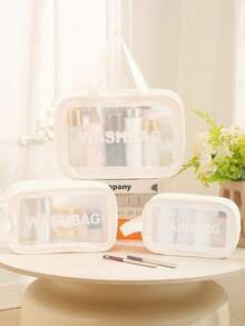 3个/1个大容量防水化妆包，透明便携设计，双手柄 - 非常适合存放化妆品和洗漱用品。化妆包，化妆品收纳包，洗漱包，化妆袋，旅行包，返校必备。PVC透明化妆包，洗漱包，便携式防水化妆品旅行包，大容量多功能，可悬挂洗漱包，资料包，行李包，手提包，内衣包，鞋袋，衣物收纳包，护肤品收纳包，女士旅行收纳包，美容工具收纳包，洗漱包