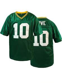 Men's #10 Embroidered LOVE Football Jersey - Loose V-Neck Classic Retro Mesh Short Sleeved Pullover Sports Top Suitable For Street Hip-Hop Rugby Style, Daily Party Sports Training - 綠色 - 查看 1