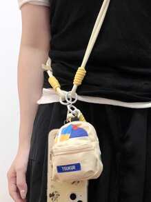 3pcs Set Linen Pouch With Adjustable Long Strap & Short Lanyard, Fit For Universal Phone Case, Versatile For Key, Earphone, Crossbody Hanging Strap With Pad, Korean Style