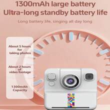 Instant Print Camera With 1080P HD, Includes 4 Rolls Of Color Printing Photo Paper, Ideal Birthday And Christmas Gift For Boys And Girls