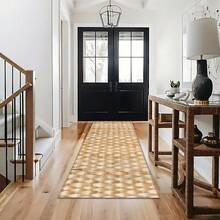 1 pieza, alfombra de cocina hecha a mano con cuerda de paja y estampado de bambú, antideslizante de diatomita, alfombra rectangular impresa en 3D, adecuada para sala de estar, dormitorio, pasillo, baño, lavandería - Alfombra de poliéster para decoración del hogar, interior y exterior