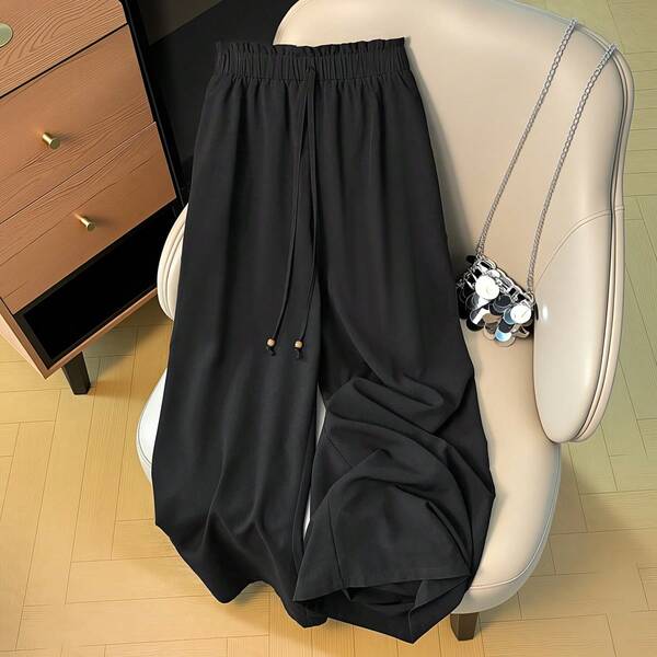 Damen Lässig Hosen in Große Größen mit elastischem Bund, Schlitz am Saum, Sommerhosen für Frauen