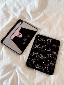 علبة حماية لجهاز اللوحي بشكل نجمة وفيها فيونكة وطبعات من الطرفين، صفيحة خلفية شفافة بلورية دوارة 720 درجة. عازل للسقوط. داعم لميزة النوم والاستيقاظ. مناسب لأجهزة iPad الجيل العاشر، Galaxy Tab S6 Lite 10.4، Galaxy Tab S7/S8، Honor 8. يمكن استخدام قلم رصاص معها - متعدد الألوان - مشاهدة 3