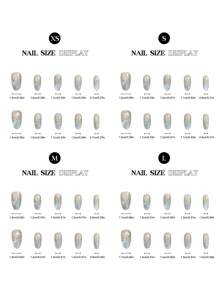 10 件手工指甲蓝色闪光猫眼法式星空星线装饰，中长椭圆形假指甲夏季指甲亚克力按压指甲，含果冻胶和指甲锉，DIY 美甲用品，每日情人节返校海滩必备 - 淺藍色 - 查看 8