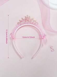 1 pezzo Cerchietto con corona rosa come accessorio per capelli per bambine, fermaglio per capelli con farfalla carino, cerchietto per principessa