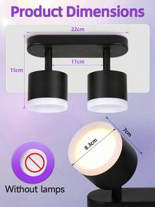 CANMEIJIA GX53 Base Rotatable 350° LED Recessed Ceiling Light, Dual/Triple Head Wall Lighting Fixture, Suitable For Home, Living Room, Kitchen, Dining Room, Bedroom, Attic, Store, Cafe, Restaurant, Corridor - GX53 Lamp Holder (rotatable Horizontally 350° and Vertically 90°) - View 4