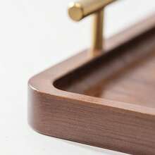 1pc竹托盘，长方形实木托盘，高架家用杯，茶盘，面包盘，蔬菜盘 - 咖啡棕 - 查看 6