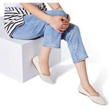Womens Flat Shoes Classic Pointed Toe Flats Knitted Dress Shoes Soft Comfortable Dressy Flats Women - 淺褐色的 - 查看 7