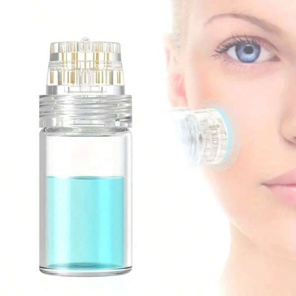 Hydra Microneedle Stamp – Derma Roller Stamp With 5ml Refillable Applicator For Face Serum – Skin Care Tools For Men And Women, Serum Applicator Derma Stamp - Hydra Roller Titanium Needle Microneedling Roller Stamp - Micro Needles 0.25mm (Serum Is Not Included)