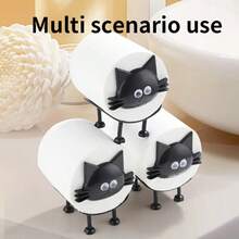 3 件可爱猫咪形状纸巾架，桌面装饰，可爱动物卫生纸塔架，设计有趣，独立式小猫纸巾架，最多可容纳 3 卷，时尚浴室配件，送给猫爱好者的完美礼物，家居装饰，浴室装饰