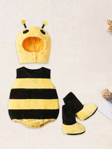 Baby Boy Girl Halloween Costume Animal Costume Plush Sleeveless Crew Neck Romper Hat Shoes Party Clothes - Yellow - View 4