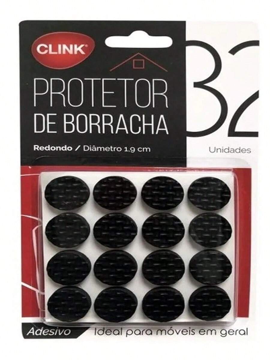 kit 32 Unidades Protetor Círculo Pé Cadeira Piso Maçaneta Porta - Preto - Visão 1