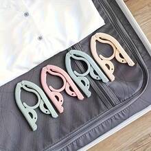 10pcs Portable Folding Clothes Hangers With Non-Slip Handles - Durable Plastic, Suitable For Travel And Home Use - Random Color - View 8