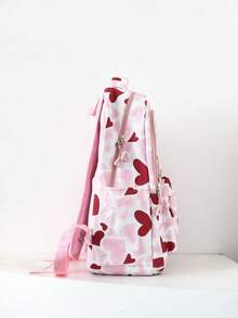 4-Piece Set Fashionable And Versatile Backpack For School, Back To School, Travel, Outdoor, Featuring Large Capacity And Practical Functions - Pink - View 3