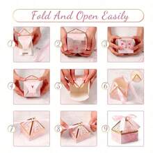 10/20个/包派对礼盒纸质糖果盒配丝带，适合小礼物，圣诞节，婚礼回礼盒，圣诞糖果盒方形，带盖小礼盒，适合派对，回礼，婴儿，洗礼，新娘手工制作招待客人的神秘盒子