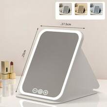 LED 化妆镜 - 3 种颜色灯光模式（白光/自然光/暖光），USB 充电式化妆镜，亮度可调，便携式折叠设计，适合居家、旅行和宿舍使用，是送给女性的完美圣诞节、生日、母亲节礼物（电池容量：350mAh/600mAh） - 彩色 - 查看 16