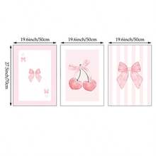 3 tranh màu nước hình nơ hồng, tranh vẽ trên vải canvas nữ tính, thích hợp trang trí phòng ngủ, phòng khách, văn phòng, phòng ký túc xá sinh viên, không khung. - Nhiều màu - Xem 8