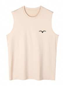 男士休闲海鸥印花背心，夏季 - 杏色 - 查看 3