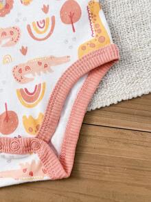 4件套婴儿男女宝宝0-12个月纯棉休闲短袖可爱卡通连体衣四季皆宜