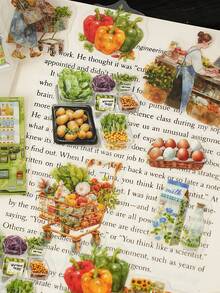 15 件 PET 复古 DIY 笔记本装饰贴纸，生活观察日记系列，适用于礼物、办公室、家庭、标记、标签、教室、娱乐玩具、学生计划器、创意复古卡片制作、DIY 装饰贴纸、用于学校用品、返校