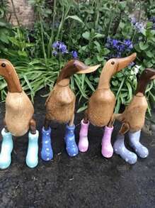 1 件现代树脂橡皮鸭 - 卡通收藏雕像，秋季家居装饰，用于花园装饰、花园配件、房间装饰、客厅装饰、家居装饰、工艺品用品。 - 彩色 - 查看 7