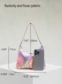 1 件女士飘逸刺绣网眼花卉腋下单肩包，优雅适合日常通勤、夏季海滩旅行和度假（花卉图案随机发送）