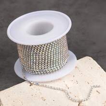 10 Yards/Roll SS6-SS16 AB Color Crystal Rhinestone Chain, Crystal Rhinestone Dense Chain, Gold/Silver Claw Set Diamond Chain, Rhinestone Claw Chain, Rhinestone Decor Chain, Rhinestone Sewing Craft Chain DIY, Elegant Minimalist Body Chain, Rhinestone Decor Chain, Claw Chain, Crystal Rhinestone Chain - Multicolor - View 17