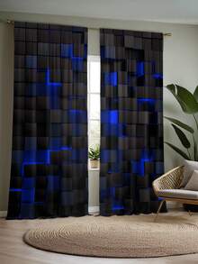 2pcs Cartoon Room Curtains, Polyester Living Room Curtains, Bedroom Blackout Curtains, Bedroom Decoration Home, House Bedroom Wedding Decoration Style, Blackout Curtains Without Drilling, Christmas Home Decoration, Kitchen Curtain Set - Multicolor - View 5