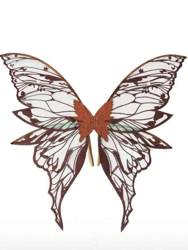 Large 4-Leaf Foil Butterfly Wings/Wing Set, Shiny Transparent Fairy Wings Costume For Adults, Angel Wings For Women, Christmas Wings - Multicolor - View 9