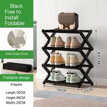 4-Tier Solid Wood Foldable Shoe Rack - Minimalist Home Entryway Organizer For Apartment/College Dorm, No Tools Needed, Durable Collapsible Footwear Storage Cabinet (Holds 10 Pairs) - Brown - View 17