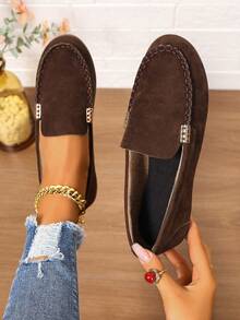 2025 New Sexy Bohemian Metal Decor Loafers, Casual Slip-On Flat Shoes, Non-Slip, Lightweight & Comfortable For Women, Suitable For All Seasons