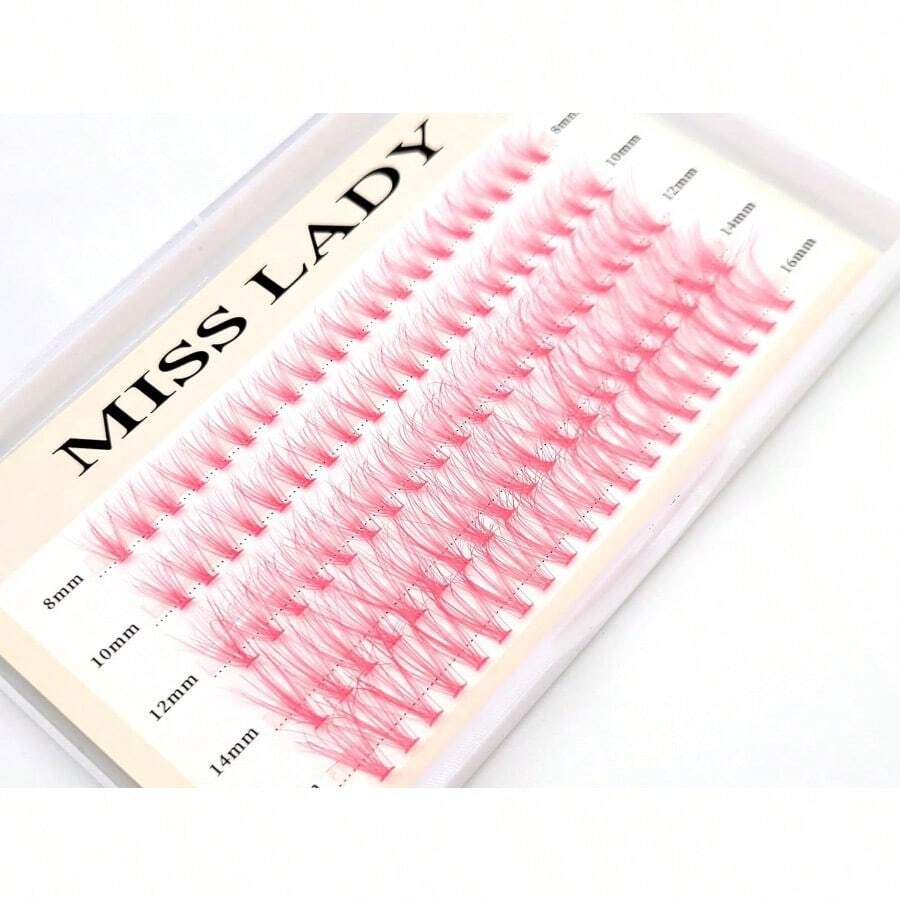Colored Faux Mink Lash Clusters 3D Volume 20D Curl C Thickness 0.10mm Lgth 816mm Mixed Tray 100 PCS Pink Eyelash Clusters DIY Individual Lash Extsions