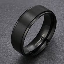 1pc Men's Fashionable Titanium Steel Ring, 8mm Black, Wear-Resistant And Scratch-Resistant Single Ring, Suitable For Friendship, Birthdays, Weddings, Graduation, Christmas - 黑色 - 查看 6