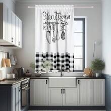 厨房窗帘黑白格纹 WAVE 胶带 145x160cm KUKINA 短款装饰厨房窗帘 装饰窗帘 - 厨房的现代点缀 KUKINA 装饰窗帘饰有厨房图案，是想要将功能性与现代风格相结合的完美解决方案。KUKINA 窗帘采用轻质弹力巴拿马材料制成，非常适合厨房，不仅可以起到装饰作用，还可以防止阳光过度直射。实用性与时尚性兼具 - 适合任何厨房得益于其通用的配色方案和简洁而有效的设计，KUKINA 窗帘适合从现代到古典布置的厨房和餐厅。尺寸为 145x160 厘米的窗帘采用 WAVE 胶带缝制，可以形成深褶。其功能性和易于维护的特点使其成为需要实用而美观解决方案的空间的绝佳选择。