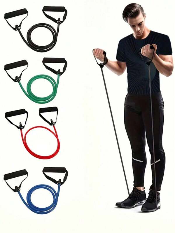 1pc 5 Level Resistance Bands Set With Handles, Fitness Stretch Strap Suitable For Home Workout, Pilates, Shaping