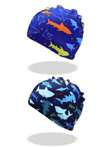 1 pieza/2 piezas Gorro de natación unisex de poliéster, adecuado para niños, niñas, con pelo largo o corto, gorro de natación de verano - Multicolor - Ver 8