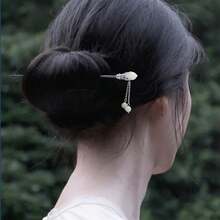 LZVintage Hairpin Sticks 925 Sterling Silver Chinese Hair Stick For Women Long Hair Retro Hair Chopsticks Nature Jade Turquoise Bead Decor Hairsticks Hair Accessories For Party Dialy Life3748 - 綠松石 - 查看 3