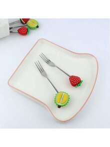 18/9/6/5/4/3/2/1件可爱卡通水果叉，水果、布丁、冰淇淋、甜点、面条、沙拉，不锈钢叉，多种颜色，非常适合甜点和蛋糕，厨房和餐具，返校、自助餐厅、水果、派对、野餐