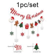 1pc Christmas Party Backdrop Hanging Decoration Set, Includes Cute 3D Felt Santa, Tree, Deer, Bell, Cane Banner & Garland - Multicolor - View 3