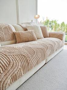1 szt. Pokrowiec na sofę w stylu boho, jednokolorowy, puszysty – pikowany, antypoślizgowy, odpowiedni na każdą porę roku, łatwy w pielęgnacji, nadający się do prania w pralce, przyjazny dla zwierząt, miękki i wygodny – idealny do salonu, sypialni, biura, wystroju domu, ochrona sofy dla kombinacji od jedno- do trzyosobowej.
