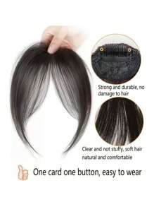 Middle Part Wispy Bangs Hair Topper, Invisible Seamless Lightweight Fluffy Hairpieces For Volume