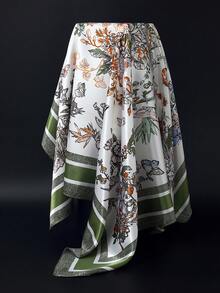 1 Stück Boho-Stil bedruckter eleganter Schal, Tuch, Haarband für Frauen, aus Seidenstoff, geeignet für den täglichen Gebrauch