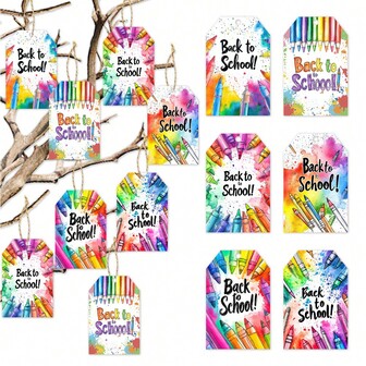 1set/30pcs,Back-To-School Season Paper Hanging Tags Gifts Cards, Labels For Scene Decoration Party Supplies(Random Style,Different Batches May Have Slight Variations In Pattern Positioning, But This Does Not Affect Usage)