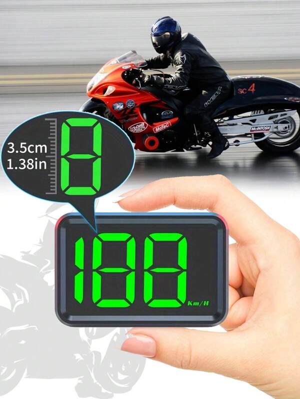 1 pièce Affichage tête haute (HUD) de compteur de vitesse moto - Kilométrage, alimenté par USB, police blanche/verte claire, installation simple. Compatible avec tous les tableaux de bord de moto. Affichage tête haute stylé, boîtier en plastique durable