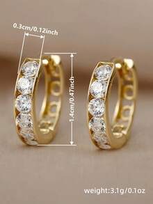 1 Đôi bông tai thời trang đính đá Cubic Zirconia cho bé gái, phụ kiện hàng ngày, trang sức dự tiệc, quà sinh nhật. - Vàng - Xem 4