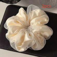 Oversized Faux Pearl Organza Scrunchie Simple Hair Ties 2025 New High-End Decor Floral Hair Accessories For Women, Hair Accessory ,Hair Accessories, Scrunchy Hair Ties, Casual Ponytail Head Accessories Elastic Band - Multicolor - View 10